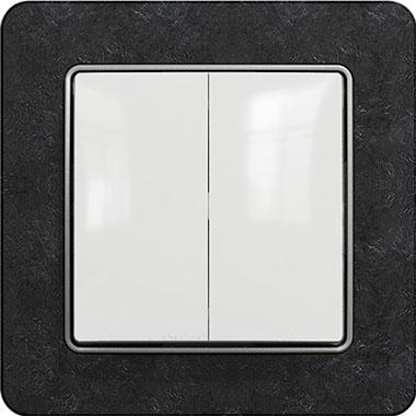 Sedna two-circuit switch (white insert, slate matte frame)